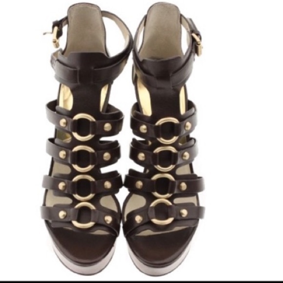 Michael Kors leather Nadine Wedge Brown - Picture 3 of 16